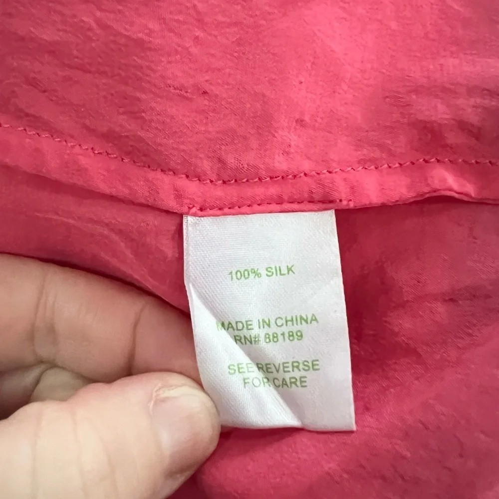 Lilly Pulitzer Elsa 100% Silk Long Sleeved Blouse Top in Parigi Pink, size M - Picture 8 of 10